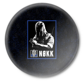 Значок с принтом Nokk в Тюмени,  металл | круглая форма, металлическая застежка в виде булавки | nokk | r6s | rainbow six siege | нокк | оперативник | персонаж