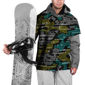 Накидка на куртку 3D с принтом Futuristic Camo в Тюмени, 100% полиэстер |  | Тематика изображения на принте: cyberpunk | glitch | глитч | камуфляж | киберпанк | футуристичный