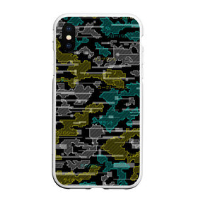 Чехол для iPhone XS Max матовый с принтом Futuristic Camo в Тюмени, Силикон | Область печати: задняя сторона чехла, без боковых панелей | cyberpunk | glitch | глитч | камуфляж | киберпанк | футуристичный