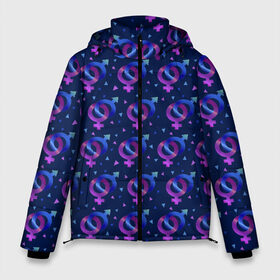 Мужская зимняя куртка 3D с принтом Гендерные Символы в Тюмени, верх — 100% полиэстер; подкладка — 100% полиэстер; утеплитель — 100% полиэстер | длина ниже бедра, свободный силуэт Оверсайз. Есть воротник-стойка, отстегивающийся капюшон и ветрозащитная планка. 

Боковые карманы с листочкой на кнопках и внутренний карман на молнии. | love | амур | афродита | валентинка | влюбленность | вторая половинка | купидон | любовь | нежность | отношения | подарок любви | поцелуй | праздник любви | романтика | свидание | семья | сердечки