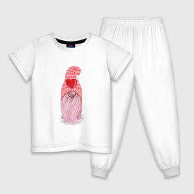 Детская пижама хлопок с принтом Гномик в Тюмени, 100% хлопок |  брюки и футболка прямого кроя, без карманов, на брюках мягкая резинка на поясе и по низу штанин
 | гномье | сердечки