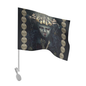 Флаг для автомобиля с принтом Викинги - Ивар в Тюмени, 100% полиэстер | Размер: 30*21 см | 5 сезон | vikings | бескостный | викинг | викинги | ивар | корона | коронация | узор