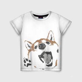 Детская футболка 3D с принтом Shiba Inu в Тюмени, 100% гипоаллергенный полиэфир | прямой крой, круглый вырез горловины, длина до линии бедер, чуть спущенное плечо, ткань немного тянется | shiba inu | сиба ину | собака