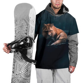 Накидка на куртку 3D с принтом Мудрый лис в Тюмени, 100% полиэстер |  | fox | foxy | животное | звери | лиса | лисенок | лисичка | милая | рыжая | фокс