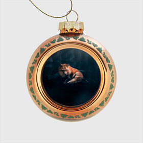 Стеклянный ёлочный шар с принтом Мудрый лис в Тюмени, Стекло | Диаметр: 80 мм | fox | foxy | животное | звери | лиса | лисенок | лисичка | милая | рыжая | фокс