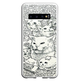 Чехол для Samsung Galaxy S10 с принтом Коты мемы кошки в Тюмени, Силикон | Область печати: задняя сторона чехла, без боковых панелей | киса | киска | коты | кошечки | кошка | кошки | мем | мем кот и девушки | мем с котом | мем с кошкой | мемы