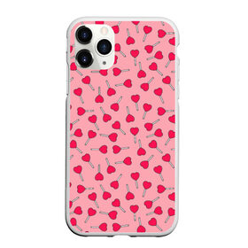 Чехол для iPhone 11 Pro Max матовый с принтом Сердечки на палочках в Тюмени, Силикон |  | 8 марта | love | девочки | женская | леденцы | любовь | подружке | сердечки | сосачки | чупа чупс