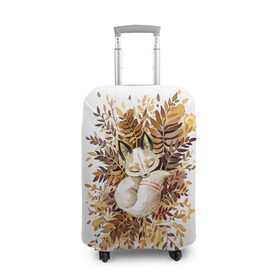 Чехол для чемодана 3D с принтом Лисичка спит в листьях в Тюмени, 86% полиэфир, 14% спандекс | двустороннее нанесение принта, прорези для ручек и колес | fox | лиса | лиса и лес | лисенок | лисица | лисичка | лисы | с лисичкой | с лисой