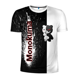 Мужская футболка 3D спортивная с принтом Monokuma в Тюмени, 100% полиэстер с улучшенными характеристиками | приталенный силуэт, круглая горловина, широкие плечи, сужается к линии бедра | monokuma | игра | медведь | монокума | плюшевый | робот