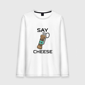 Мужской лонгслив хлопок с принтом Say Cheese в Тюмени, 100% хлопок |  | Тематика изображения на принте: awp | breeki | cheeki | counter | cs | easy | everyday | ez | gg | go | just | katka | kill | knife | lemon | luck | mid | no | one | plant | pz | rush | shot | skill | smoke | squeeze | strike | wp | вп | гг | изи | катка | контра