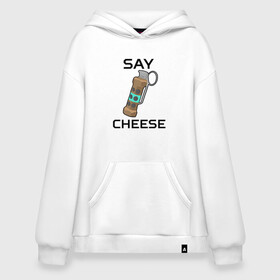 Худи SuperOversize хлопок с принтом Say Cheese в Тюмени, 70% хлопок, 30% полиэстер, мягкий начес внутри | карман-кенгуру, эластичная резинка на манжетах и по нижней кромке, двухслойный капюшон
 | awp | breeki | cheeki | counter | cs | easy | everyday | ez | gg | go | just | katka | kill | knife | lemon | luck | mid | no | one | plant | pz | rush | shot | skill | smoke | squeeze | strike | wp | вп | гг | изи | катка | контра