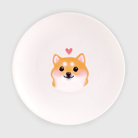 Тарелка с принтом Сиба Ину в Тюмени, фарфор | диаметр - 210 мм
диаметр для нанесения принта - 120 мм | Тематика изображения на принте: милый щенок | пес с сердчечком | песик | сиба ину | собака