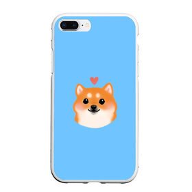 Чехол для iPhone 7Plus/8 Plus матовый с принтом Сиба ину в Тюмени, Силикон | Область печати: задняя сторона чехла, без боковых панелей | милый щенок | пес с сердчечком | песик | сиба ину | собака