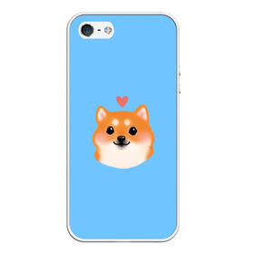 Чехол для iPhone 5/5S матовый с принтом Сиба ину в Тюмени, Силикон | Область печати: задняя сторона чехла, без боковых панелей | милый щенок | пес с сердчечком | песик | сиба ину | собака