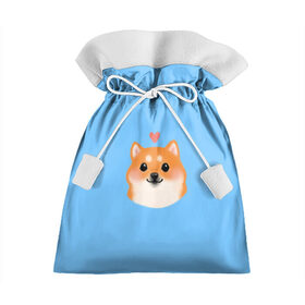 Подарочный 3D мешок с принтом Сиба ину в Тюмени, 100% полиэстер | Размер: 29*39 см | милый щенок | пес с сердчечком | песик | сиба ину | собака