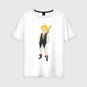 Женская футболка хлопок Oversize с принтом Мелиодас в Тюмени, 100% хлопок | свободный крой, круглый ворот, спущенный рукав, длина до линии бедер
 | anime | meliodas | the seven deadly sins | аниме | грех гнева | мелиодас | мультик