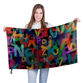 Флаг 3D с принтом Letter в Тюмени, 100% полиэстер | плотность ткани — 95 г/м2, размер — 67 х 109 см. Принт наносится с одной стороны | letter | алфавит | буква | буквы | мозаика | текстуры