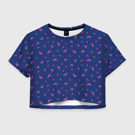 Женская футболка Crop-top 3D с принтом WATERMELON fresh в Тюмени, 100% полиэстер | круглая горловина, длина футболки до линии талии, рукава с отворотами | berries | fresh | fruits | арбуз | летний | свежий | яркий