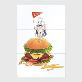 Магнитный плакат 2Х3 с принтом Завоевательница Паймон в Тюмени, Полимерный материал с магнитным слоем | 6 деталей размером 9*9 см | арт | бургер | голодная паймон | жареная картошка | захват | захватчик | картошка фри | паймон | рисунок | флаг | флажок