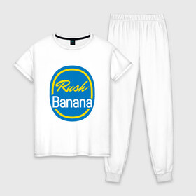 Женская пижама хлопок с принтом Rush Banana в Тюмени, 100% хлопок | брюки и футболка прямого кроя, без карманов, на брюках мягкая резинка на поясе и по низу штанин | asiimov | asimov | beast | counter | counter strike | cs | easy | ez | gg | ggwp | global | go | gradient | howl | hyper | mem | meme | memes | offensive | smoke | strike | азимов | вой | градиент | зверь | контра | лого | логотип