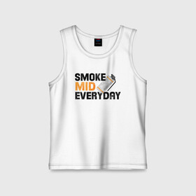 Детская майка хлопок с принтом Smoke Mid Everyday в Тюмени,  |  | Тематика изображения на принте: asiimov | asimov | beast | counter | counter strike | cs | easy | ez | gg | ggwp | global | go | gradient | howl | hyper | mem | meme | memes | offensive | smoke | strike | азимов | вой | градиент | зверь | контра | лого | логотип