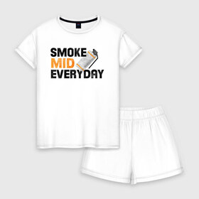 Женская пижама с шортиками хлопок с принтом Smoke Mid Everyday в Тюмени, 100% хлопок | футболка прямого кроя, шорты свободные с широкой мягкой резинкой | asiimov | asimov | beast | counter | counter strike | cs | easy | ez | gg | ggwp | global | go | gradient | howl | hyper | mem | meme | memes | offensive | smoke | strike | азимов | вой | градиент | зверь | контра | лого | логотип