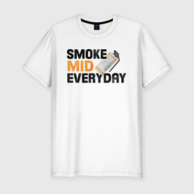 Мужская футболка хлопок Slim с принтом Smoke Mid Everyday в Тюмени, 92% хлопок, 8% лайкра | приталенный силуэт, круглый вырез ворота, длина до линии бедра, короткий рукав | Тематика изображения на принте: asiimov | asimov | beast | counter | counter strike | cs | easy | ez | gg | ggwp | global | go | gradient | howl | hyper | mem | meme | memes | offensive | smoke | strike | азимов | вой | градиент | зверь | контра | лого | логотип
