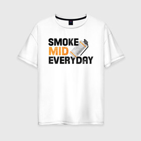 Женская футболка хлопок Oversize с принтом Smoke Mid Everyday в Тюмени, 100% хлопок | свободный крой, круглый ворот, спущенный рукав, длина до линии бедер
 | asiimov | asimov | beast | counter | counter strike | cs | easy | ez | gg | ggwp | global | go | gradient | howl | hyper | mem | meme | memes | offensive | smoke | strike | азимов | вой | градиент | зверь | контра | лого | логотип