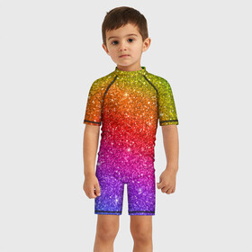 Детский купальный костюм 3D с принтом Блестки радуги в Тюмени, Полиэстер 85%, Спандекс 15% | застежка на молнии на спине | абстракция | блеск | блестки | блестяжки | блестяшки | градиент | радуга | узор | фон | яркий узор
