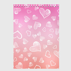 Скетчбук с принтом Сердечки в Тюмени, 100% бумага
 | 48 листов, плотность листов — 100 г/м2, плотность картонной обложки — 250 г/м2. Листы скреплены сверху удобной пружинной спиралью | 8 марта | love | девочки | женская | любовь | подружке | сердечки
