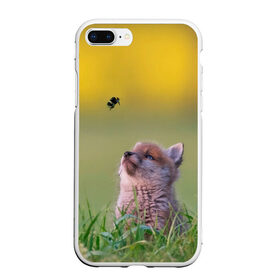 Чехол для iPhone 7Plus/8 Plus матовый с принтом Лисенок и пчелка в Тюмени, Силикон | Область печати: задняя сторона чехла, без боковых панелей | Тематика изображения на принте: fox | foxy | животное | звери | лиса | лисенок | лисичка | милая | рыжая | фокс