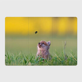 Магнитный плакат 3Х2 с принтом Лисенок и пчелка в Тюмени, Полимерный материал с магнитным слоем | 6 деталей размером 9*9 см | fox | foxy | животное | звери | лиса | лисенок | лисичка | милая | рыжая | фокс