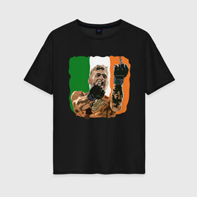 Женская футболка хлопок Oversize с принтом Конор МакГрегор в Тюмени, 100% хлопок | свободный крой, круглый ворот, спущенный рукав, длина до линии бедер
 | conor mcgregor | fight | ireland | ufc | боевые искусства | бокс | звезды спорта | ирландия | конор макгрегор | спорт