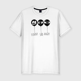 Мужская футболка хлопок Slim с принтом funny sad angry в Тюмени, 92% хлопок, 8% лайкра | приталенный силуэт, круглый вырез ворота, длина до линии бедра, короткий рукав | воздушные шары | мемы | настроения лиц | эмоции