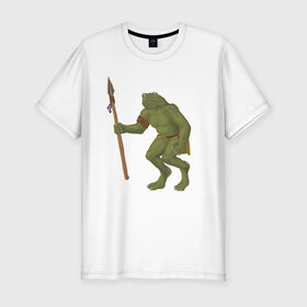 Мужская футболка хлопок Slim с принтом жаблин в Тюмени, 92% хлопок, 8% лайкра | приталенный силуэт, круглый вырез ворота, длина до линии бедра, короткий рукав | carpg | fantasy | humanoid | жабы | персонаж