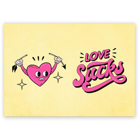 Поздравительная открытка с принтом Love Sucks в Тюмени, 100% бумага | плотность бумаги 280 г/м2, матовая, на обратной стороне линовка и место для марки
 | 14 февраля | antivalentin | love | valentin | антивалентин | антивалентинка | день святого  валентина | купидон | любовь | подарок