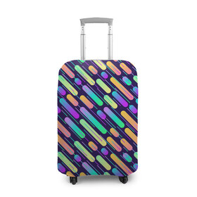Чехол для чемодана 3D с принтом geometric abstract в Тюмени, 86% полиэфир, 14% спандекс | двустороннее нанесение принта, прорези для ручек и колес | абстракция | геометрия | линии | палочки | радуга | яркая