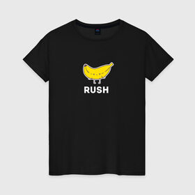 Женская футболка хлопок с принтом RUSH BANANA в Тюмени, 100% хлопок | прямой крой, круглый вырез горловины, длина до линии бедер, слегка спущенное плечо | 16 | banan | banana | counterstrike | csgo | global offensive | memes | online | rush | source | банана | ксго | раш