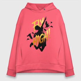 Женское худи Oversize хлопок с принтом FLY HIGH gold ver. в Тюмени, френч-терри — 70% хлопок, 30% полиэстер. Мягкий теплый начес внутри —100% хлопок | боковые карманы, эластичные манжеты и нижняя кромка, капюшон на магнитной кнопке | fly high | haikyuu | аниме | аниме карасуно | волейбол | кагеяма | карасуно | кей | кенма | козуме | куроо | некома | сатори | тендо | тобио | хайкью карасуно | хината | цукишима | шоё хината