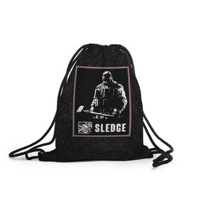 Рюкзак-мешок 3D с принтом Sledge в Тюмени, 100% полиэстер | плотность ткани — 200 г/м2, размер — 35 х 45 см; лямки — толстые шнурки, застежка на шнуровке, без карманов и подкладки | r6s | rainbow six siege | sledge | оперативник | персонаж | следж