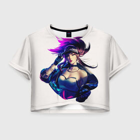 Женская футболка Crop-top 3D с принтом KDA Akali в Тюмени, 100% полиэстер | круглая горловина, длина футболки до линии талии, рукава с отворотами | k pop | kda | lol | акали | образ