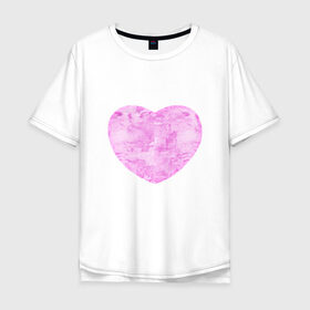 Мужская футболка хлопок Oversize с принтом Акварельное сердце в Тюмени, 100% хлопок | свободный крой, круглый ворот, “спинка” длиннее передней части | Тематика изображения на принте: 