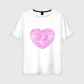 Женская футболка хлопок Oversize с принтом Акварельное сердце в Тюмени, 100% хлопок | свободный крой, круглый ворот, спущенный рукав, длина до линии бедер
 | 