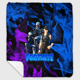 Плед с рукавами с принтом Fortnite T-800/Sarah в Тюмени, 100% полиэстер | Закругленные углы, все края обработаны. Ткань не мнется и не растягивается. Размер 170*145 | fortnite | heroes | logo game | marshmallow | marshmello | sarah | sarah connor | t 800 | terminator | битва | бойцы | игра | карась | логотипы игр | маршмеллоу | персонажи игр | робот | сара коннор | терминатор | фортнайт