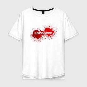 Мужская футболка хлопок Oversize с принтом Cyberpunk 2077, Arasaka corp. в Тюмени, 100% хлопок | свободный крой, круглый ворот, “спинка” длиннее передней части | Тематика изображения на принте: arasaka corporation | blood | cyberpunk 2077 | logo