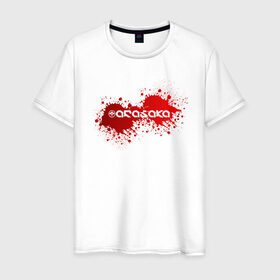 Мужская футболка хлопок с принтом Cyberpunk 2077, Arasaka corp. в Тюмени, 100% хлопок | прямой крой, круглый вырез горловины, длина до линии бедер, слегка спущенное плечо. | Тематика изображения на принте: arasaka corporation | blood | cyberpunk 2077 | logo