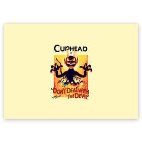 Поздравительная открытка с принтом Cuphead в Тюмени, 100% бумага | плотность бумаги 280 г/м2, матовая, на обратной стороне линовка и место для марки
 | cup head | cuphead | game | games | игра | игры | кап хэд | купахэд