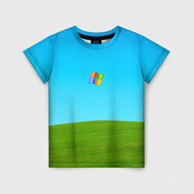 Детская футболка 3D с принтом Windows XP в Тюмени, 100% гипоаллергенный полиэфир | прямой крой, круглый вырез горловины, длина до линии бедер, чуть спущенное плечо, ткань немного тянется | win | windows | xp | вин | икспи | хп