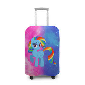 Чехол для чемодана 3D с принтом Радуга Дэш в Тюмени, 86% полиэфир, 14% спандекс | двустороннее нанесение принта, прорези для ручек и колес | baby | girl | horse | kawaii | luna | my little pony | princess | rainbow | rainbow dash | девочкам | девочки | детям | единорог | животные | кавайный | конь | лошадь | луна | малыш | облака | пегас | пинки пай | пони | радуга дэш