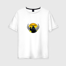 Женская футболка хлопок Oversize с принтом Counter Terrorist angel в Тюмени, 100% хлопок | свободный крой, круглый ворот, спущенный рукав, длина до линии бедер
 | counter strike | cs go | game | ангел | военный | игра | крылья | кс го | солдат | спецназ
